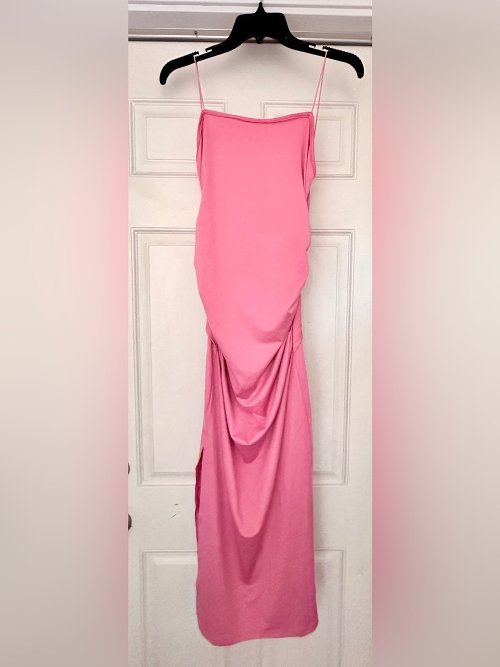Pink Y2K 2000’s Draped Spaghetti Strap Maxi Dress (Small)